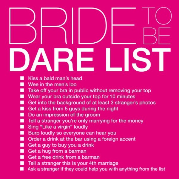 I wanna do something like this and take pictures of each task .. | bachelor party task list