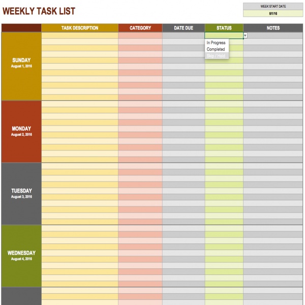 15 Free Task List Templates - Smartsheet | weekly task list template | weekly task list template 