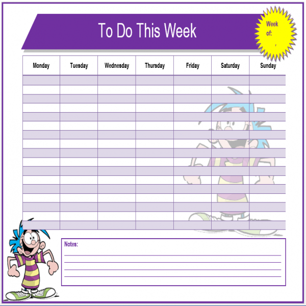 Weekly To Do List Template | Microsoft Word Templates | weekly task list template | weekly task list template 