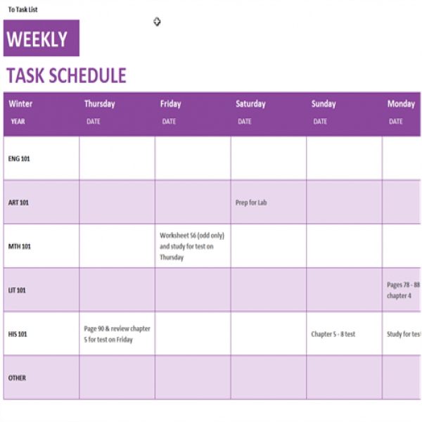 Weekly task schedule - Office Templates | weekly task list template excel | weekly task list template excel 