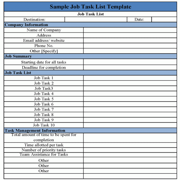 Task List Template - Best Letter Sample | job task list | job task list 