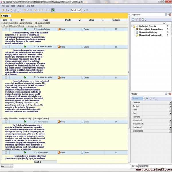 Job Analysis Checklist - To Do List, Organizer, Checklist, PIM .. | job task list 