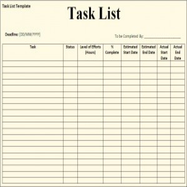 Task list template - Free Formats Excel Word | task list example | task list example 