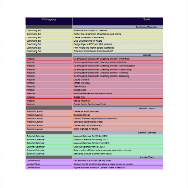 Task List Template – 10+ Free Sample, Example, Format Download .. | task list example 