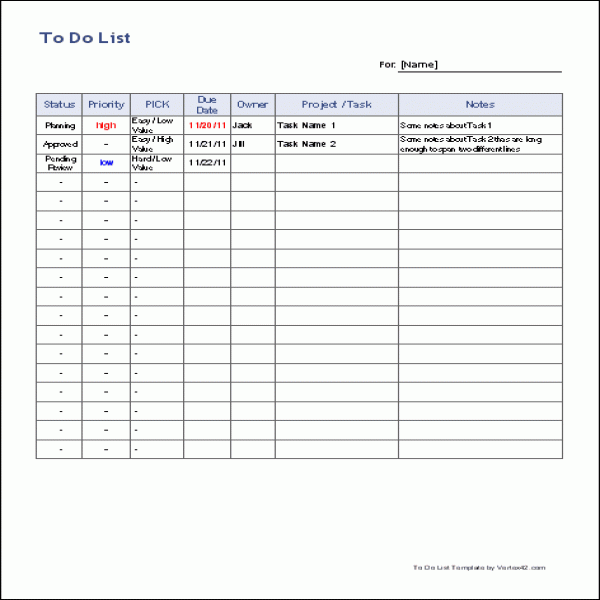 Free To Do List Template for Excel - Get Organized | task list sample | task list sample 