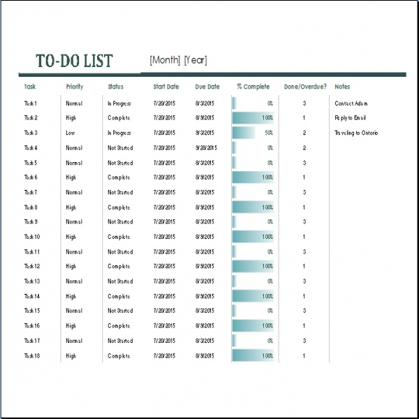 Monthly To Do List Template Excel | to do list template | monthly task list | monthly task list 