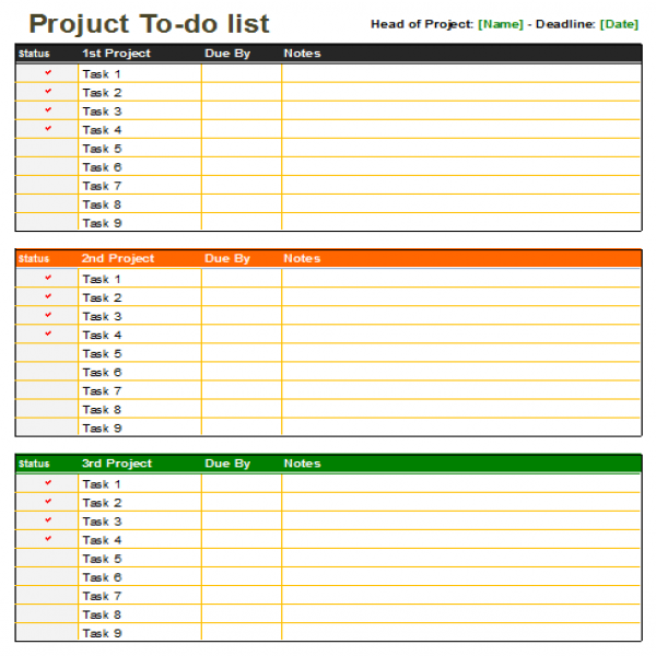 Project to do list (Excel, Multi Task) | List Templates - Dotxes .. | project task list excel 