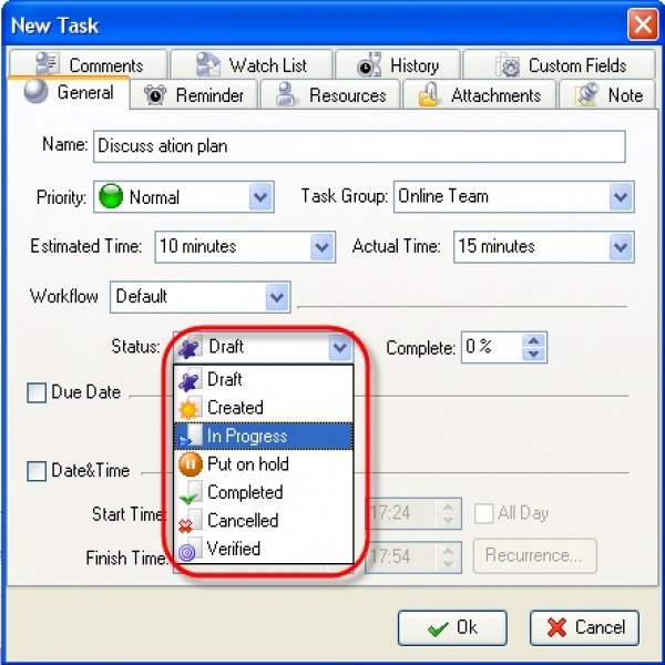 User Manual - How to set/change task status | task status list | task status list 