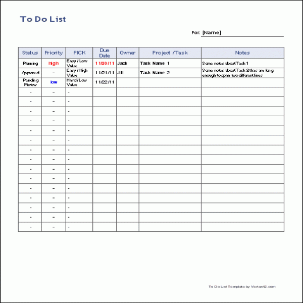 Free To Do List Template for Excel - Get Organized | task list template excel | task list template excel 