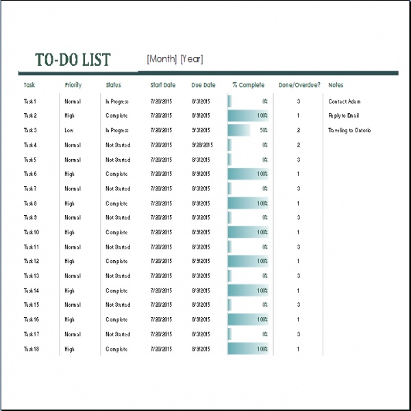 Monthly To Do List Template Excel | to do list template | monthly task list template | monthly task list template 