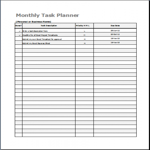 Monthly Task Planner and To-do List Template | Word Document Templates | monthly task list template | monthly task list template 
