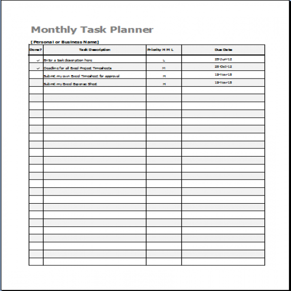 monthly task list template task list templates