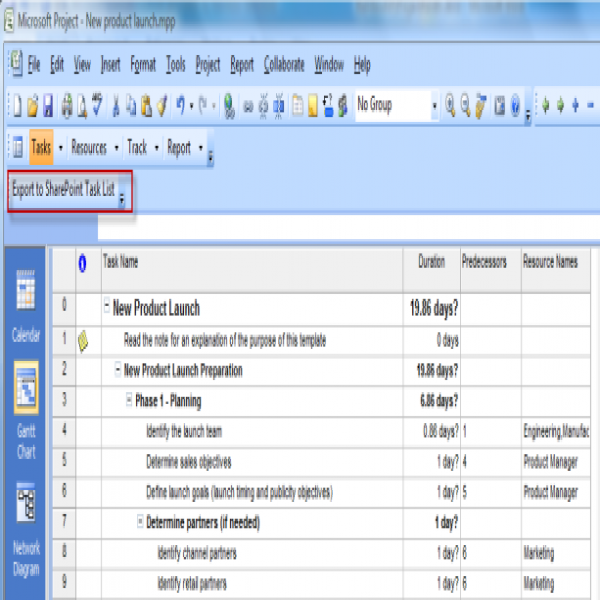 Use the Bamboo MS Project Add-In to Import Tasks into SharePoint .. | microsoft project task list 