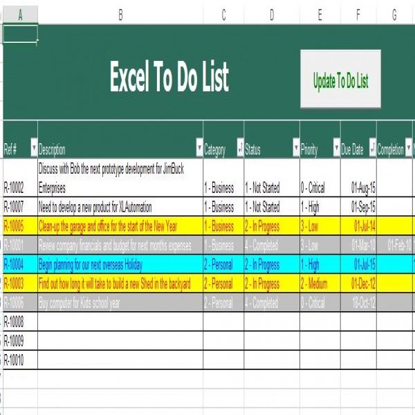 To Do List Excel Template | to do list template | to do list excel | to do list excel 