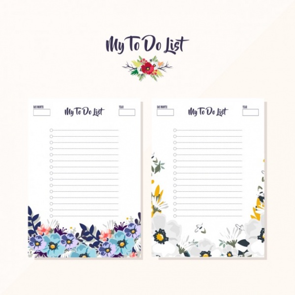 Floral to do list designs Vector | Free Download | to do list design | to do list design 