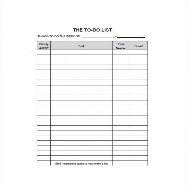 To Do List Template - 15+ Free Word, Excel, PDF Format Download .. | to do list template free 