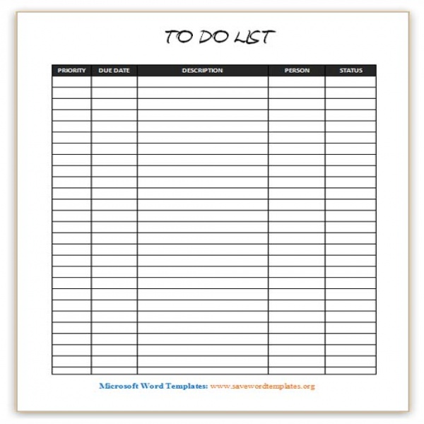 To Do List Template | Save Word Templates | to do list template for word | to do list template for word 