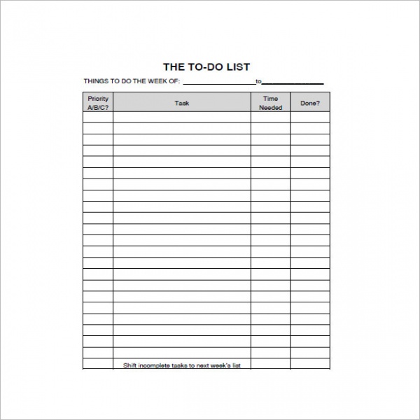 To Do List PDF