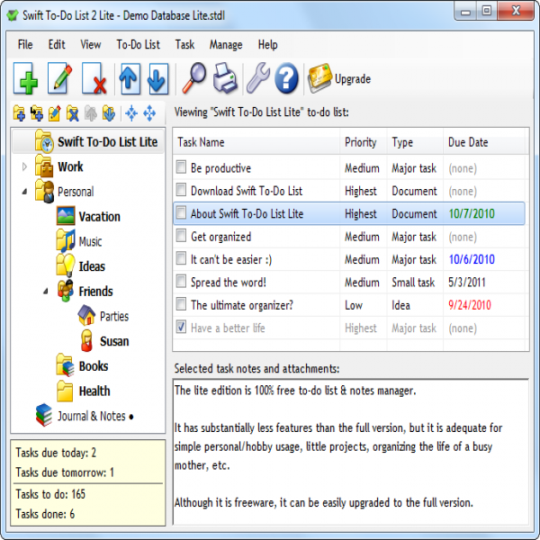 Free task management software for Windows: Swift To-Do List Lite .. | to do list software 
