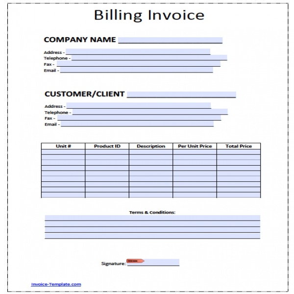 Free Billing Invoice Template | Excel | PDF | Word ( | Invoice Template Pdf 