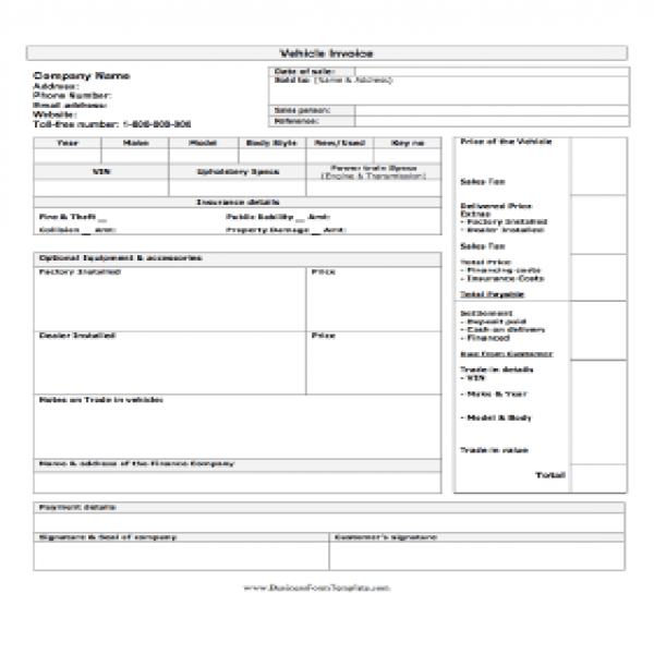 Vehicle Invoice Template | Vehicle Invoice Template | Vehicle Invoice Template 