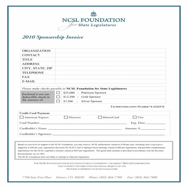 Non-profit Sponsorship Invoice | printable invoice template | Sponsorship Invoice Template Word | Sponsorship Invoice Template Word 