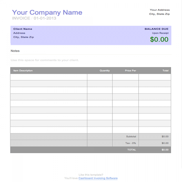 Free Blank Invoice Template for Microsoft Word | Free Printable Blank Invoice Templates | Free Printable Blank Invoice Templates 