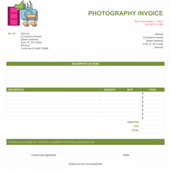 5 Photography Invoice Templates to Make Quick Invoices | Photography Invoice Template | Photography Invoice Template