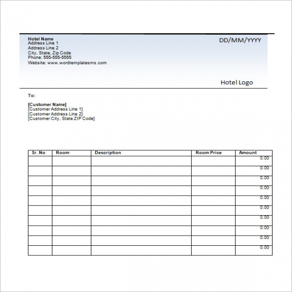 Hotel Invoice Templates – 8+ Free Word, Excel, PDF Format Download .. | Hotel Invoice Template 
