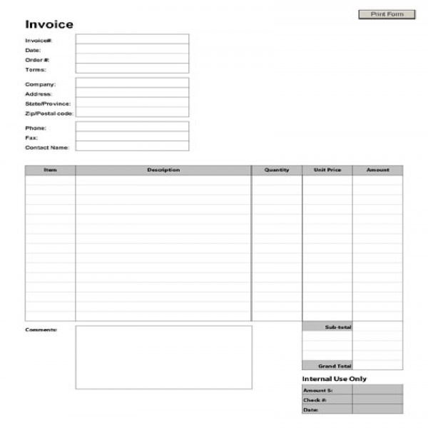 Blank Invoice Form Template | Blank Invoice Paper | Blank Invoice Paper 