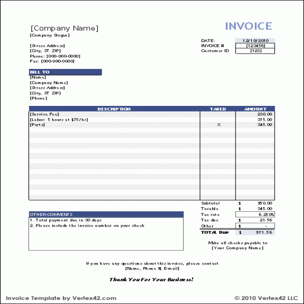 Free Invoice Template for Excel | Invoice Template | Invoice Template 