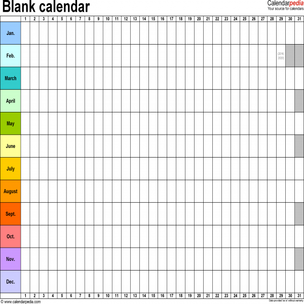 Blank calendar - 9 free printable Microsoft Word templates | calendar template | calendar template