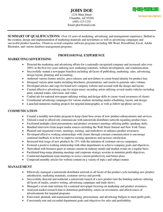 Marketing Resume Sample