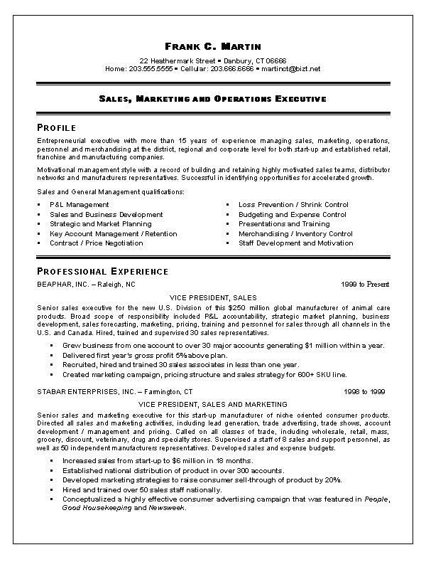 Sales And Marketing Resume | berathen.Com