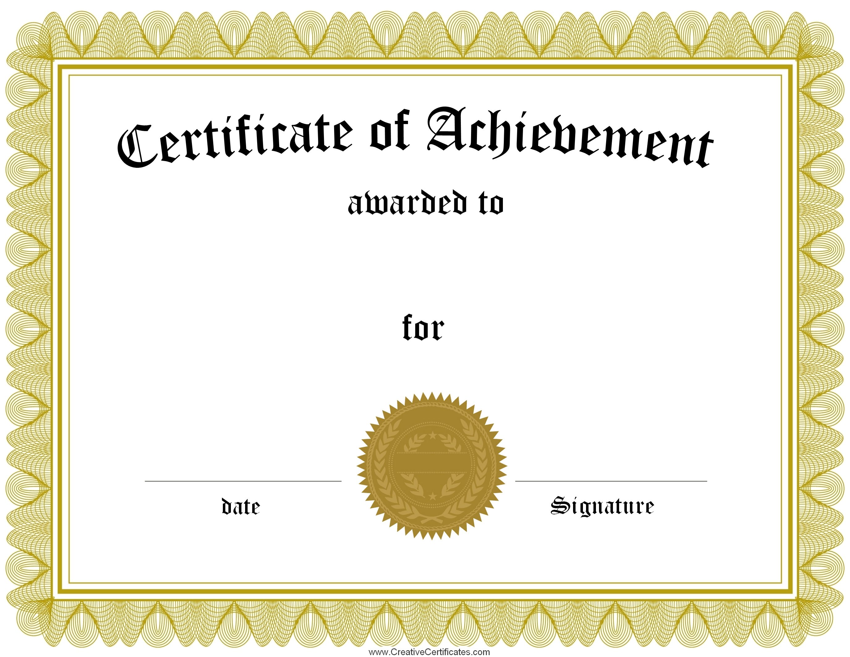 Free Customizable Certificate of Achievement