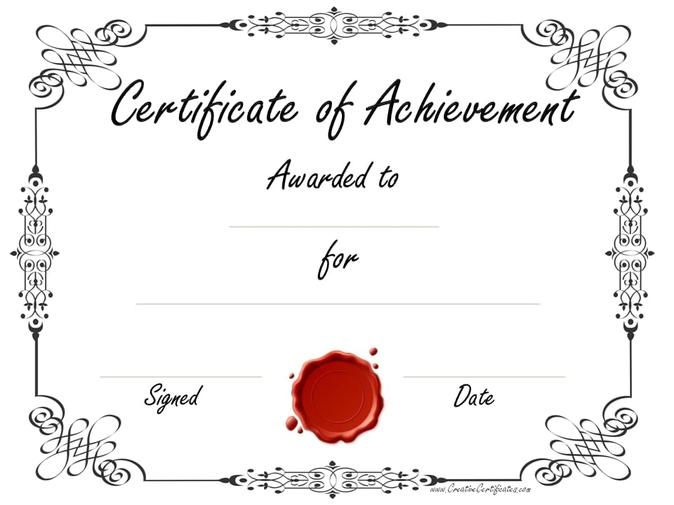 Free Printable Certificate of Achievement Blank Templates