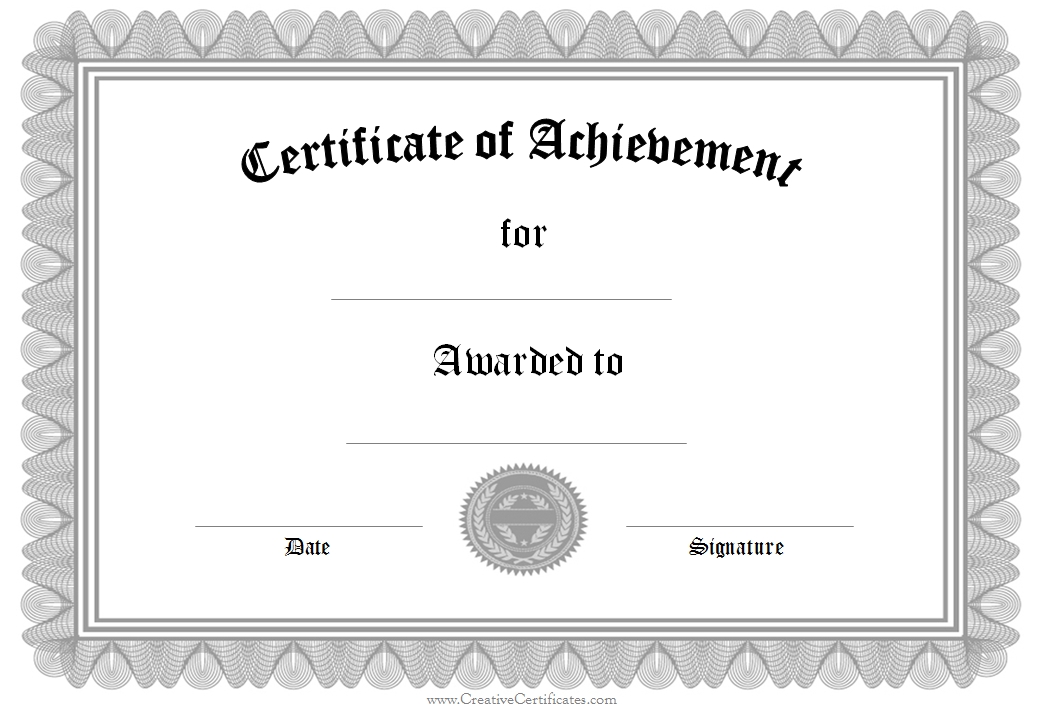 Free Customizable Certificate of Achievement