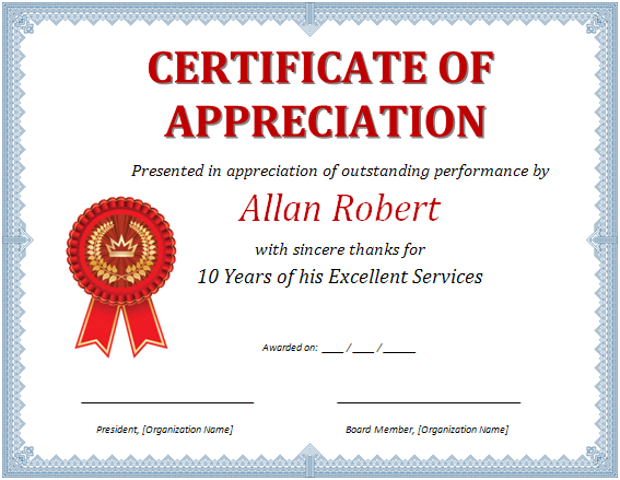 MS Word Certificate of Appreciation | Office Templates Online