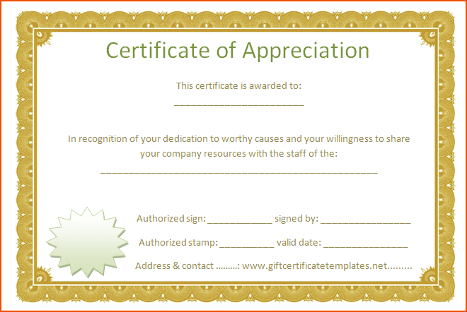 appreciation certificate templates for word