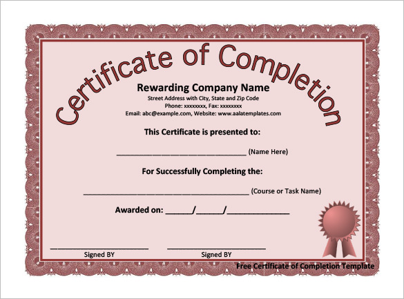 Completion Certificate Template – 33+ Free Word, PDF, PSD, EPS 