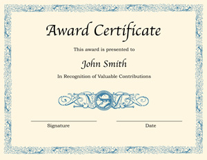 award certificate template word