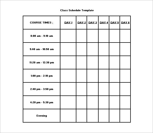 Class Schedule Template 26+ Free Word, Excel Documents Download 