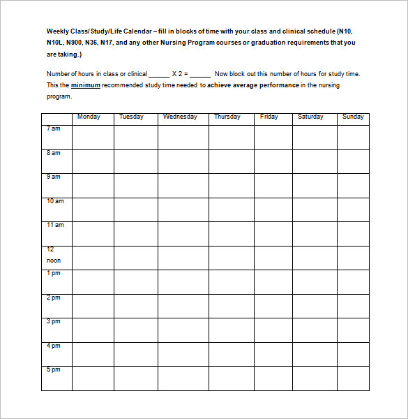 Class Schedule Template 26+ Free Word, Excel Documents Download 