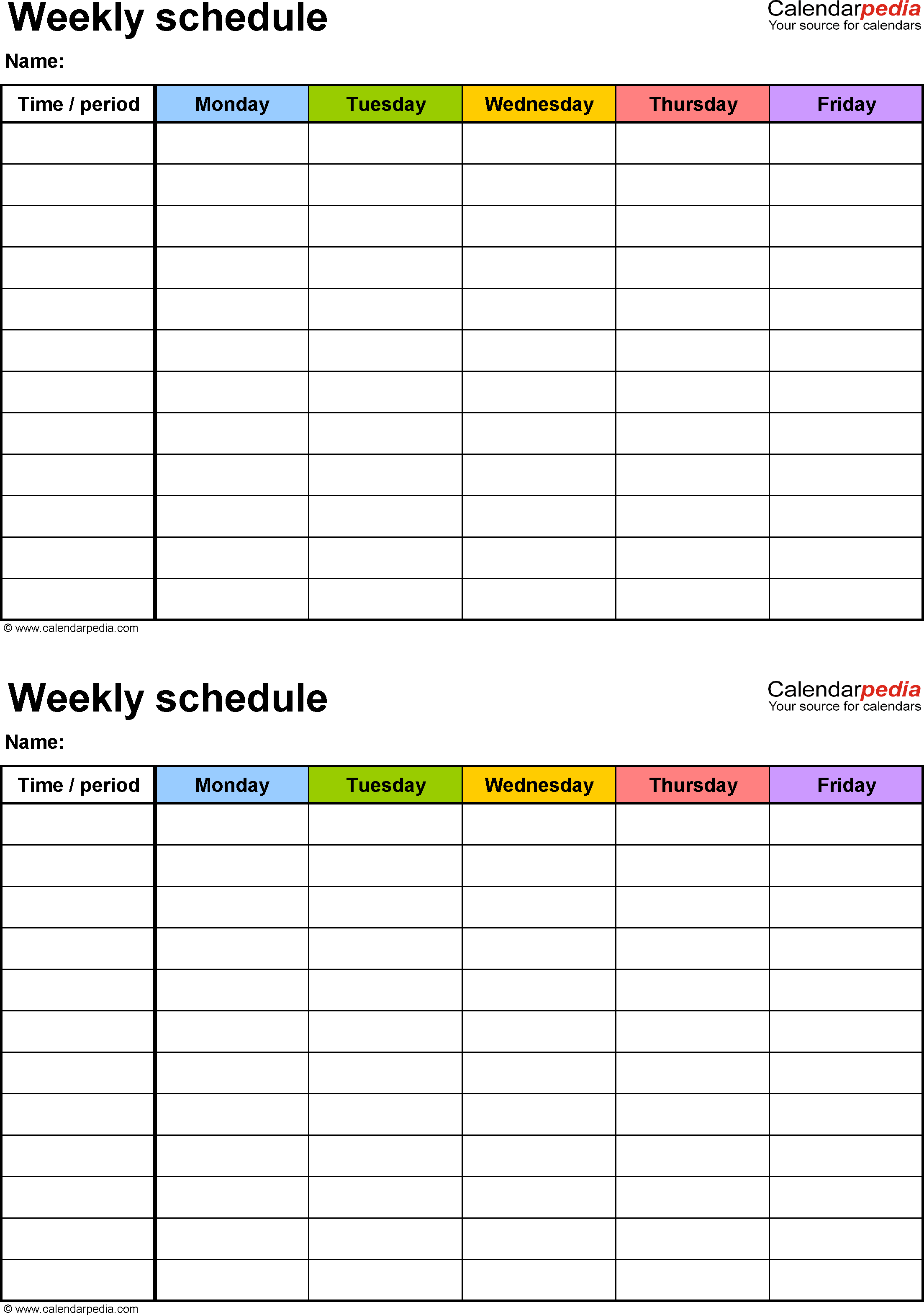 Free Weekly Schedule Templates for Word 18 templates