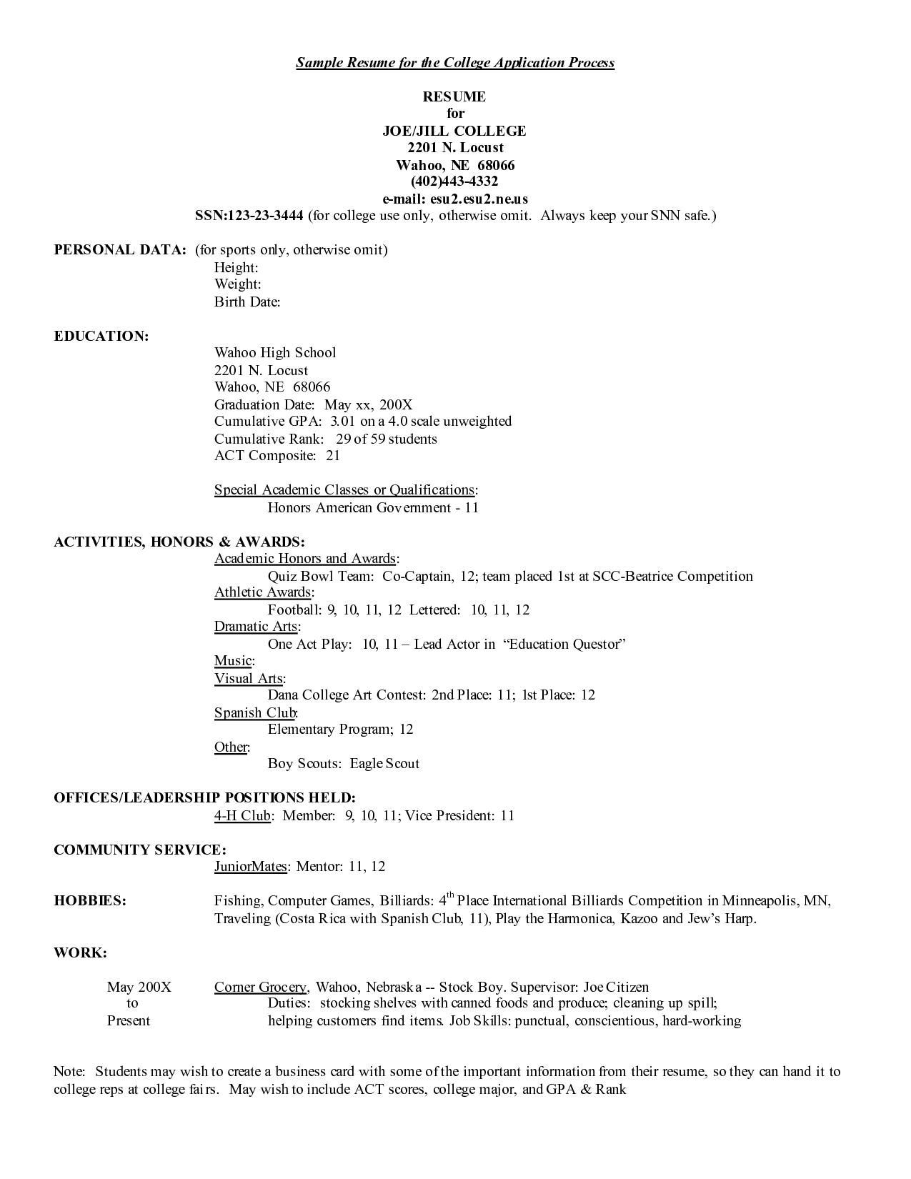 sample student resume for college application liability release 