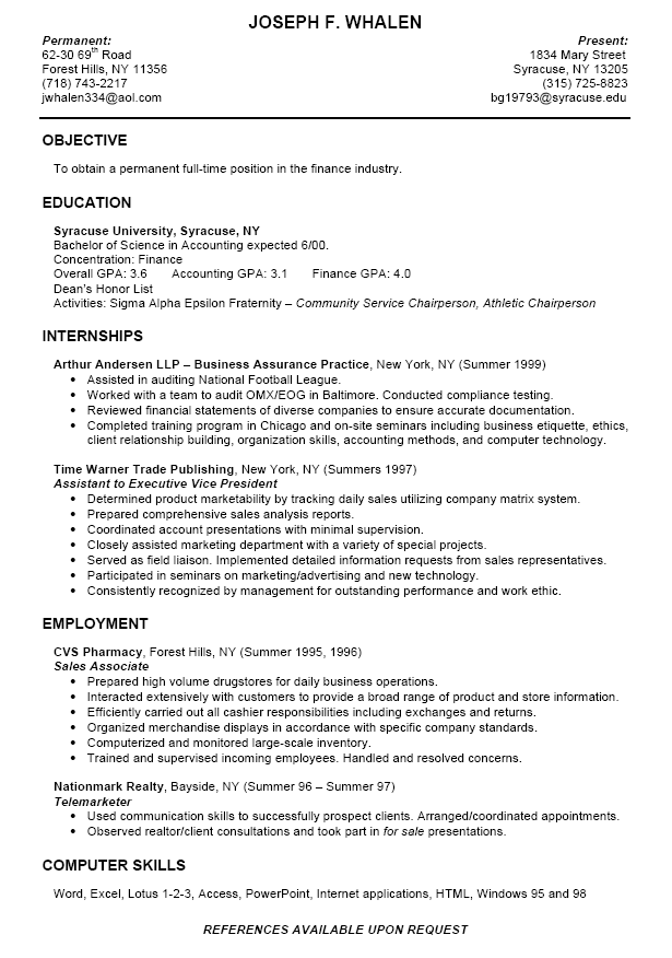 college resume objective Writing Resume Sample | Writing Resume 