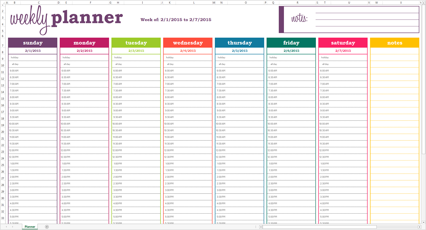 Daily Planner Template Excel Task List Templates