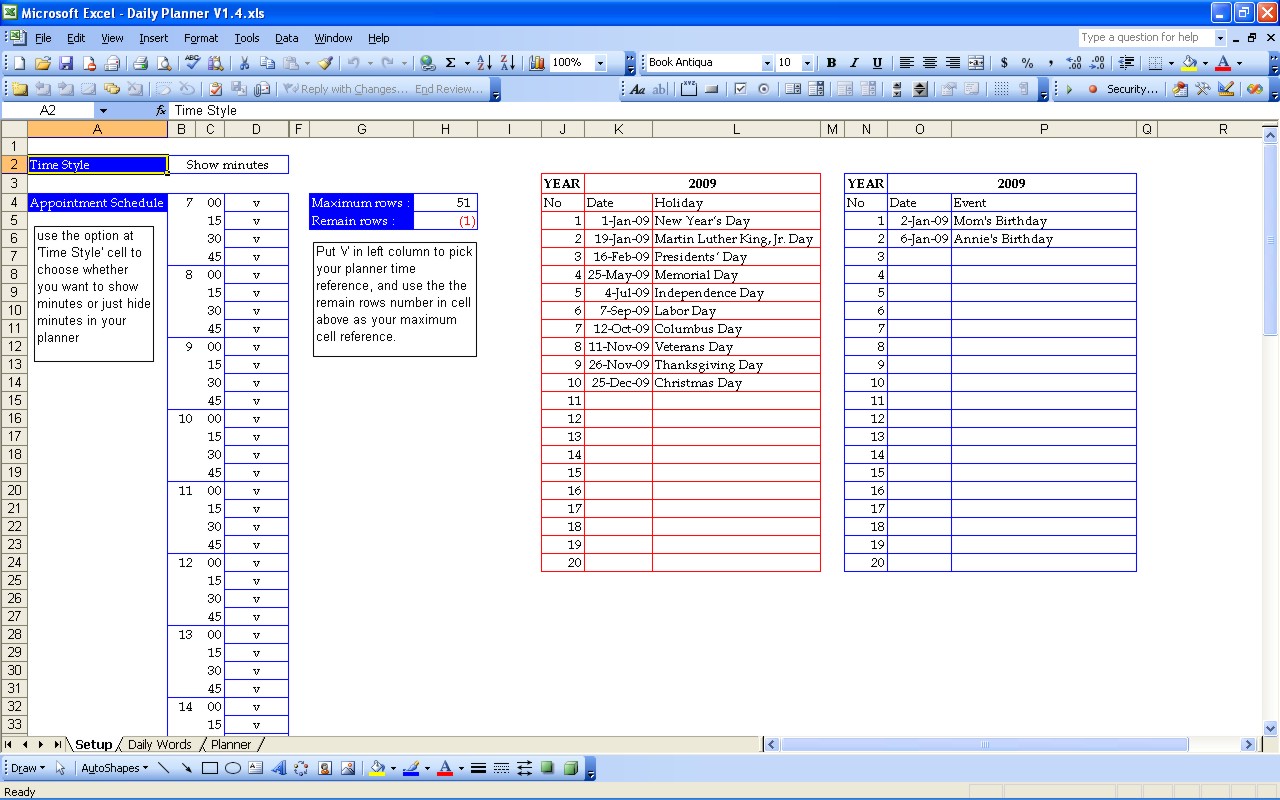 Daily Planner Template Free Word, Excel, PDF Document