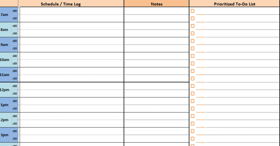 Basic Weekly Planner Excel Template
