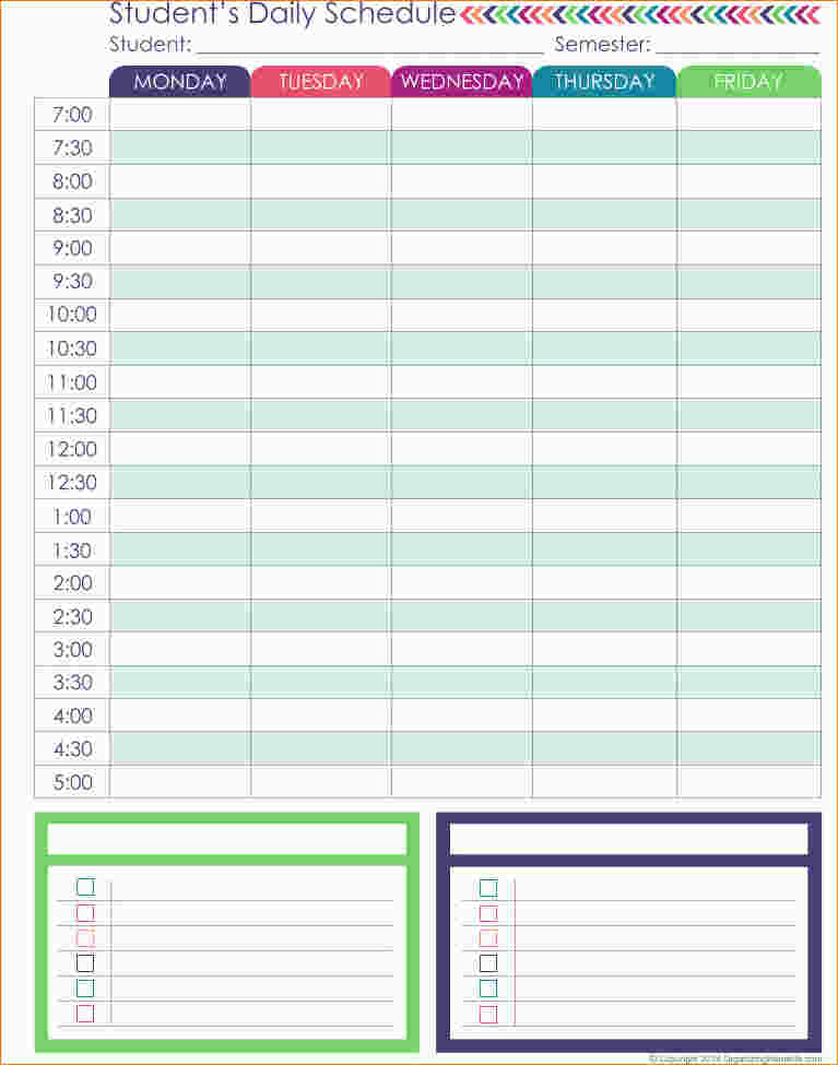 Student Planner — Daily Schedule